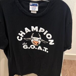 Champion Black 'the G.O.A.T.' Graphic Tee with Multicolor Detail